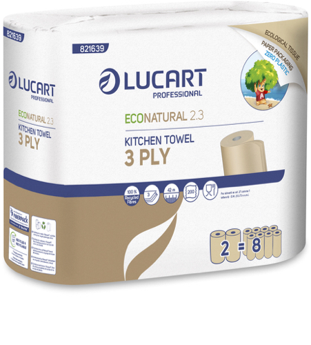 Lucart Essuie-toute recyclé 3 plis 2 rouleaux